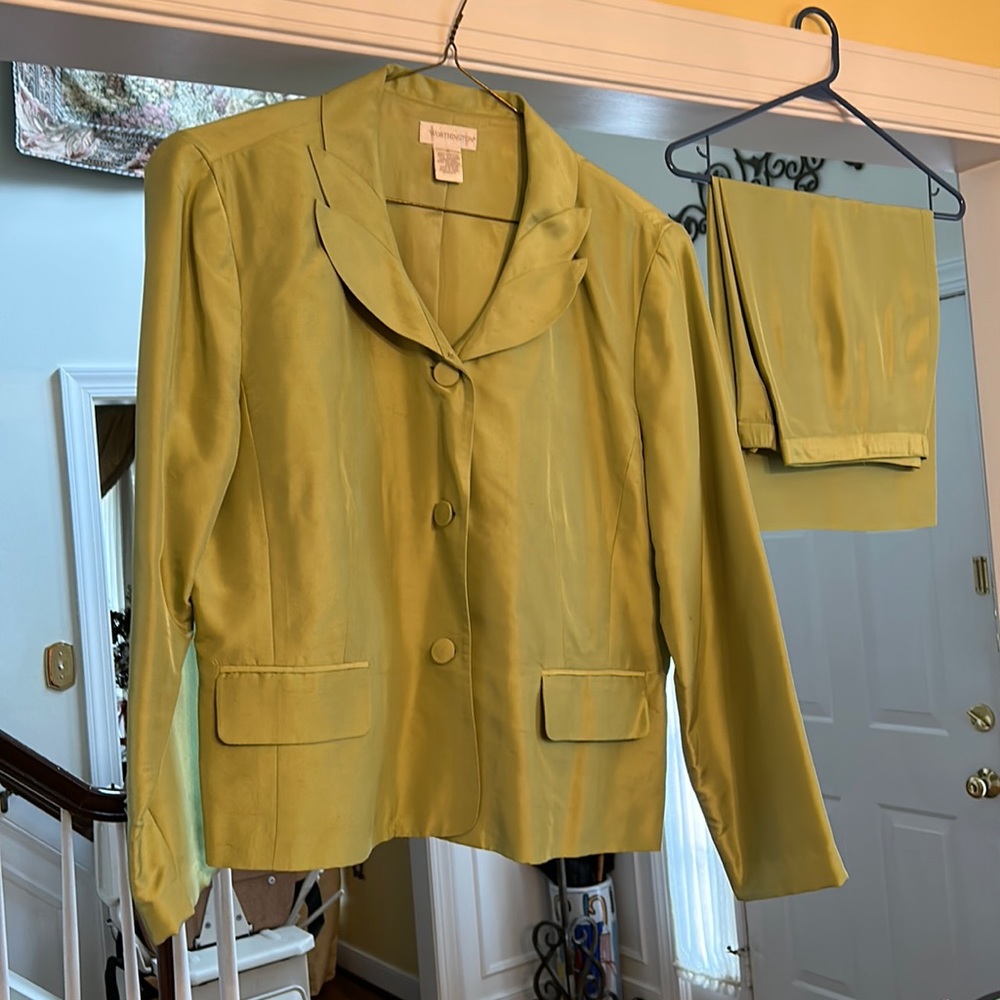 Beautiful lime green skirt suit for business or special events.